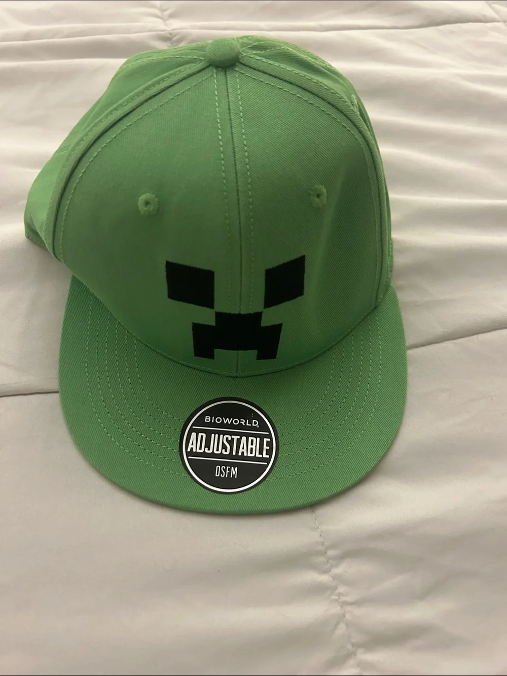 Bioworld Green Minecraft Creeper Snapback Hat with Black Face